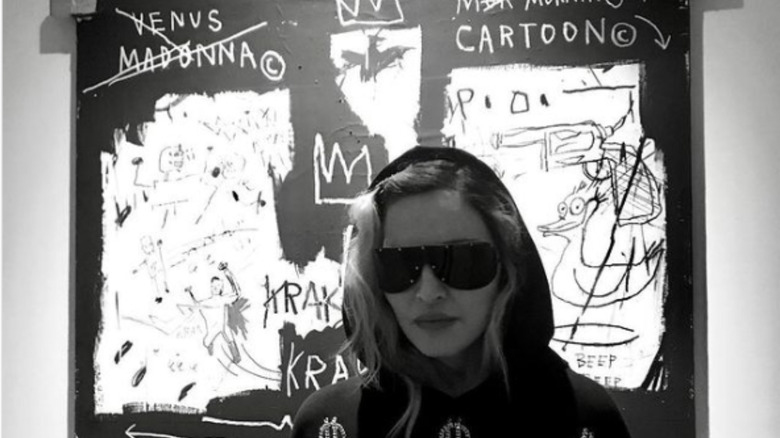 Madonna before a Basquiat painting