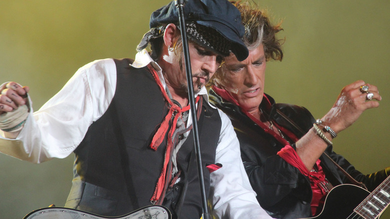 Johnny Depp Joe Perry playing