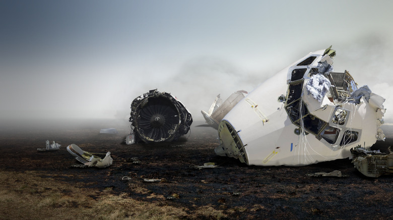 Plane wreckage crashed on shore