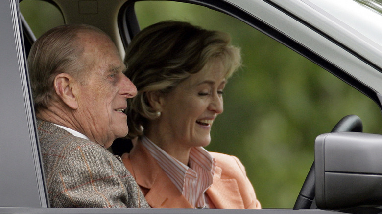 Prince Philip and Penelope Knatchbull go driving together