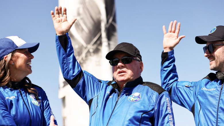 william shatner blue origin suit waving