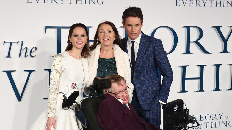 Felicity Jones, Jane Hawking, Professor Stephen Hawking and Eddie Redmayne, 2014