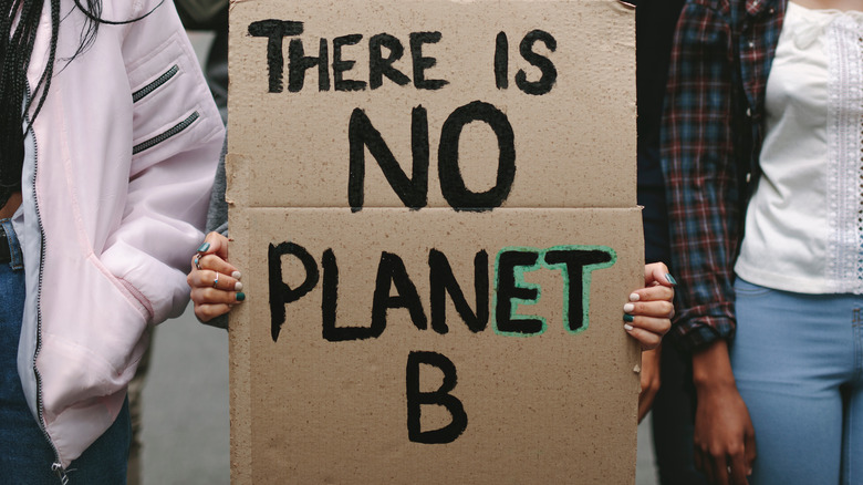 Climate change activist's sign