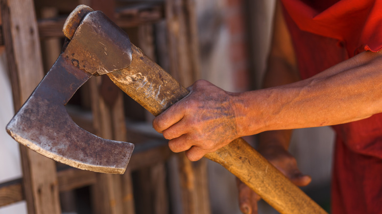 man holding ax