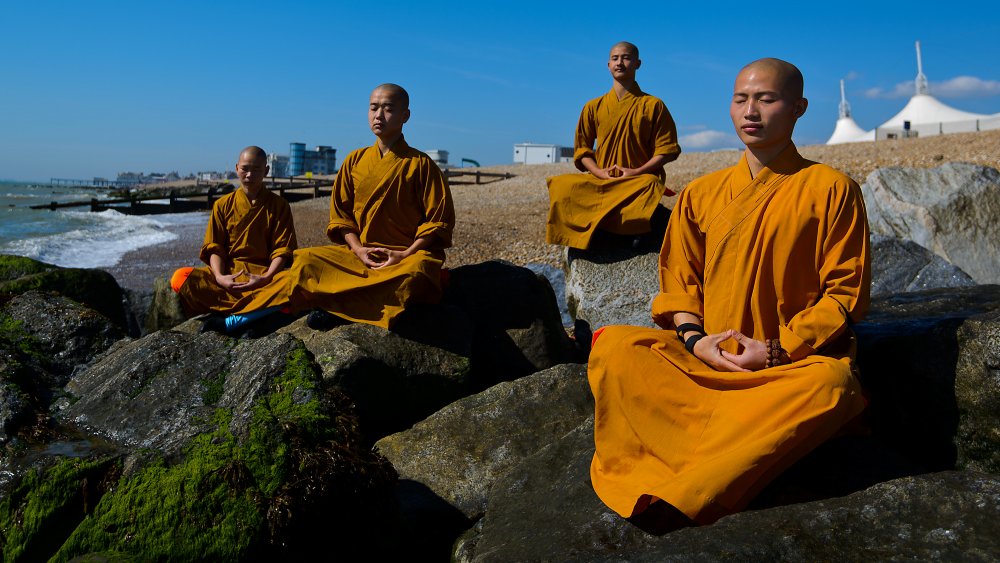 monks meditating