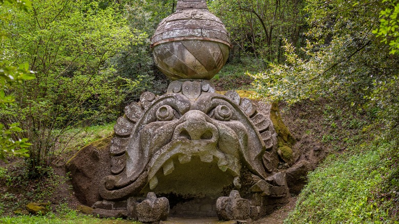 gaping mouth sculpture in the Garden of Bomarzo