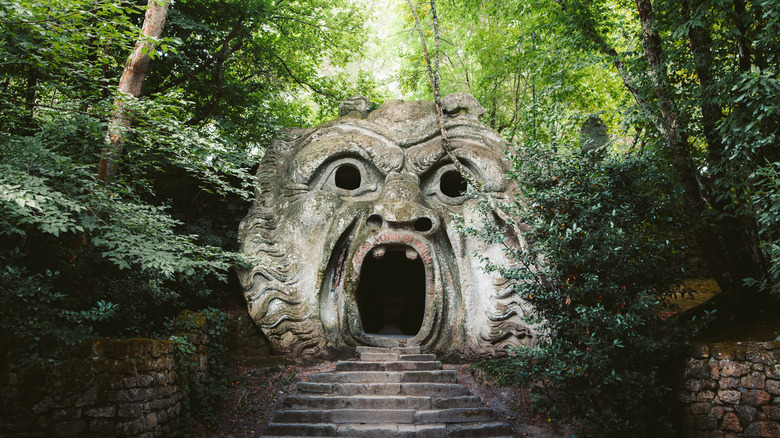 Orcus or "mouth of hell" sculpture in the Garden of Bomarzo