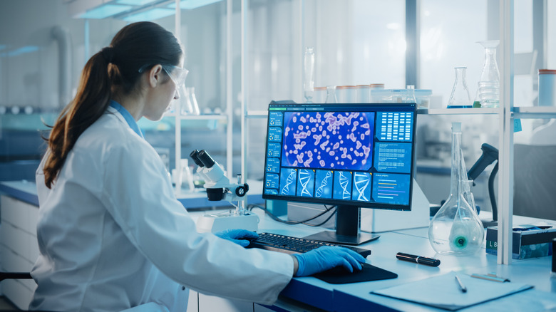 scientist in front of computer screen