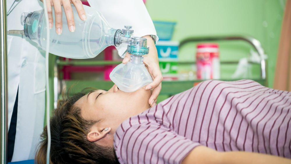 Patient with resuscitation bag