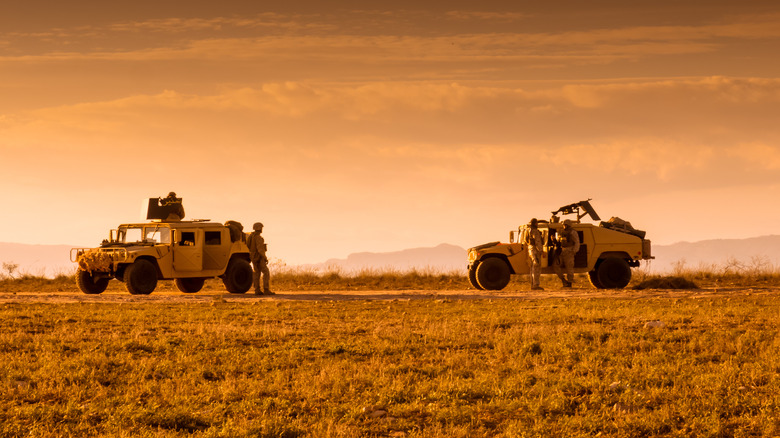 Military vehicles patrolling 