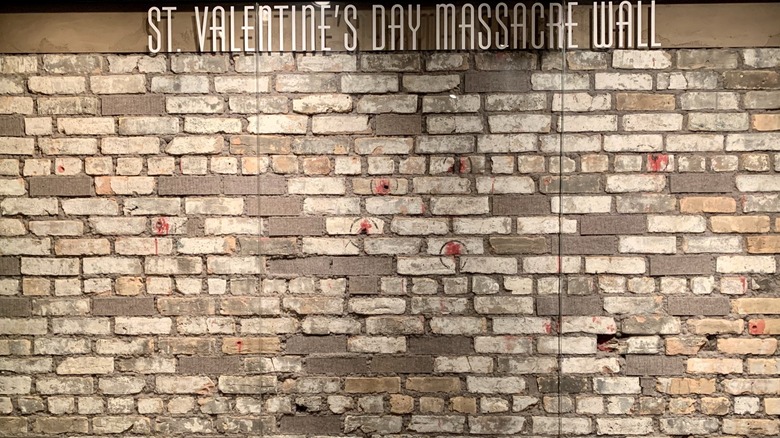 St Valentine's day massacre wall bullet holes red paint