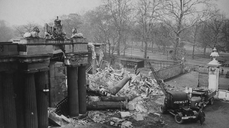 Damaged section of Buckingham Palace