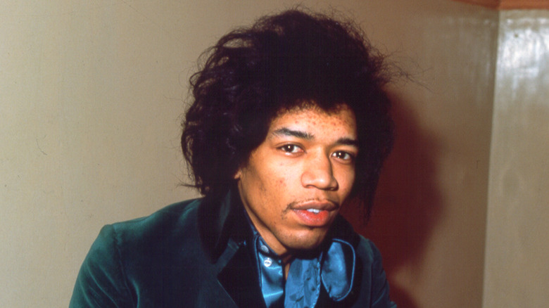 Jimi Hendrix in green velvet jacket