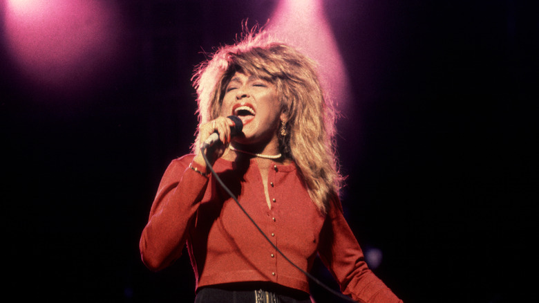 tina turner singing red outfit