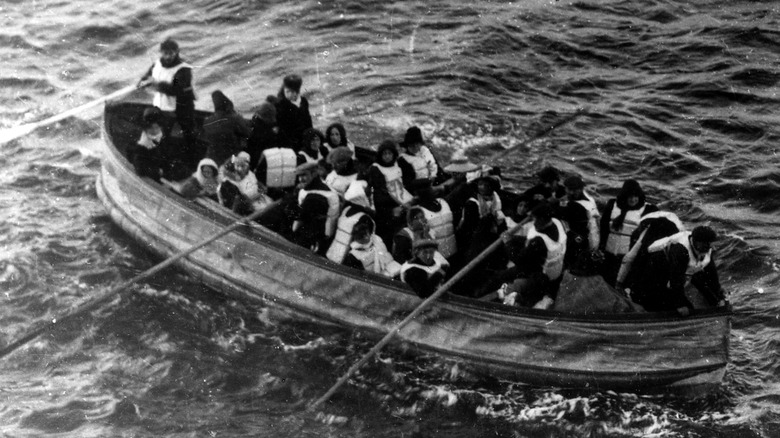 Titanic survivors on a lifeboat