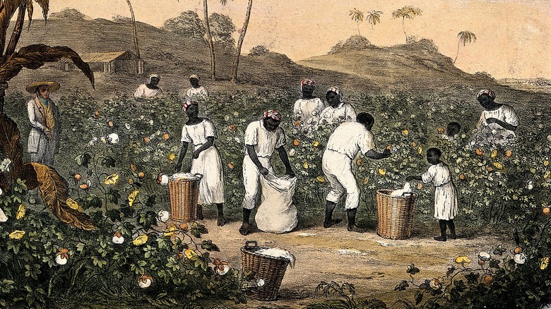 lithograph of enslaved on plantation