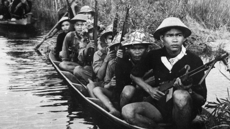 Viet Cong guerillas on boat