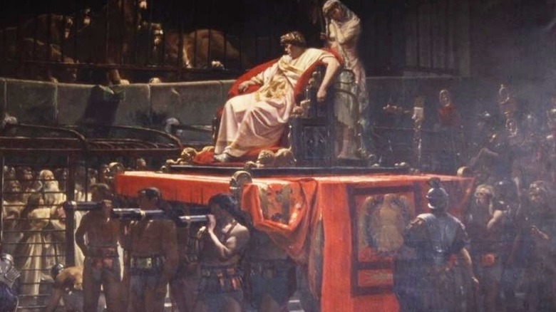 painting of Nero on a palaqin