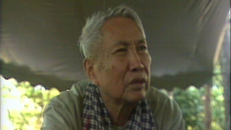 Pol Pot aged checkered scarf