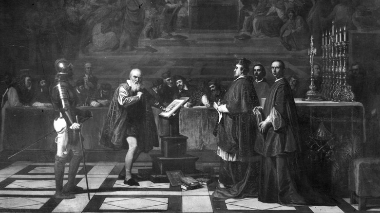 drawing of galileo on trial