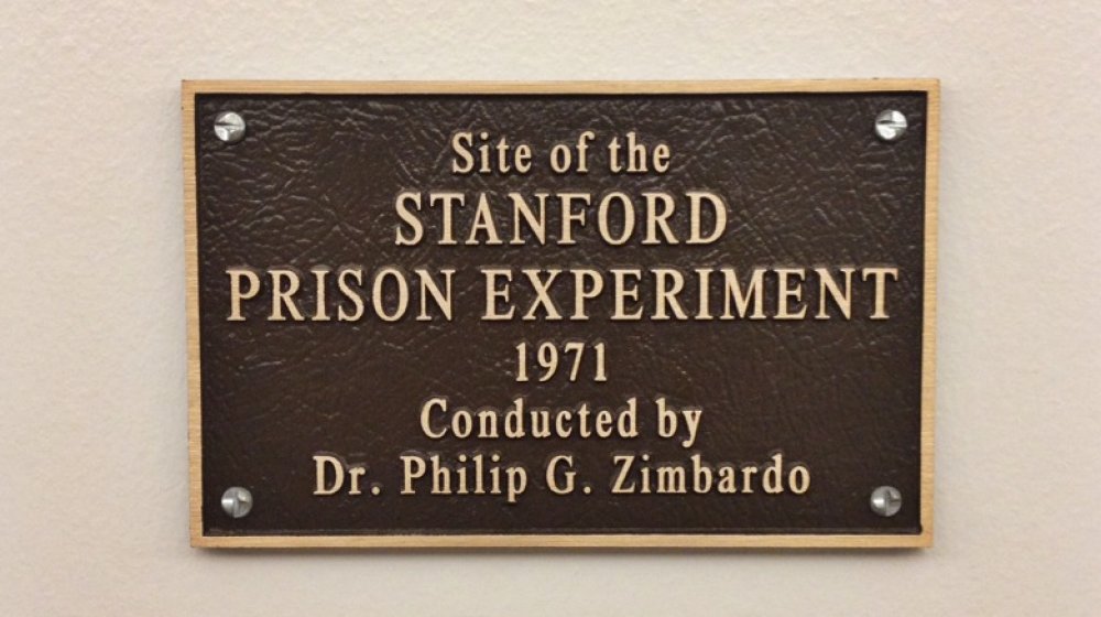 A plaque dedicated to the Stanford Prison Experiment