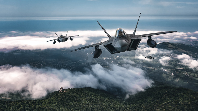 Jet fighters flying in sky