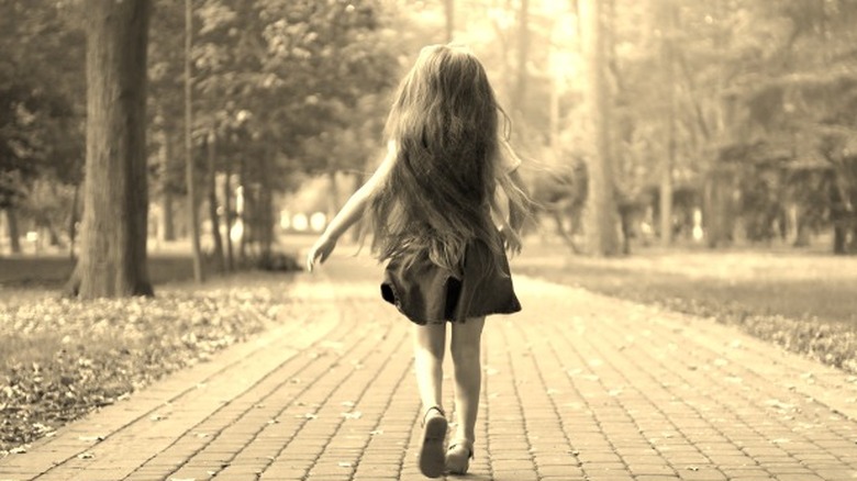 Little girl walking away