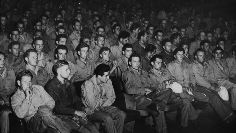 German prisoners watching war crime footage