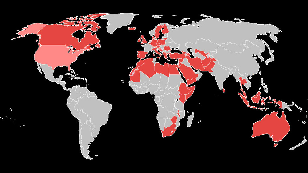 Map of countries that assisted with black sites