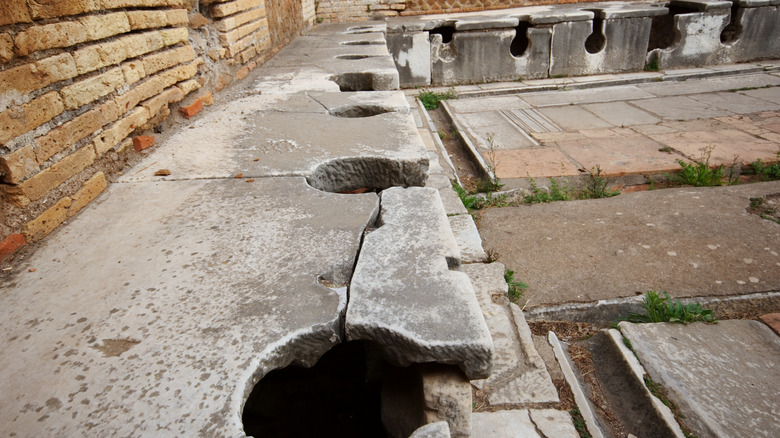 Stone roman toilets ruins