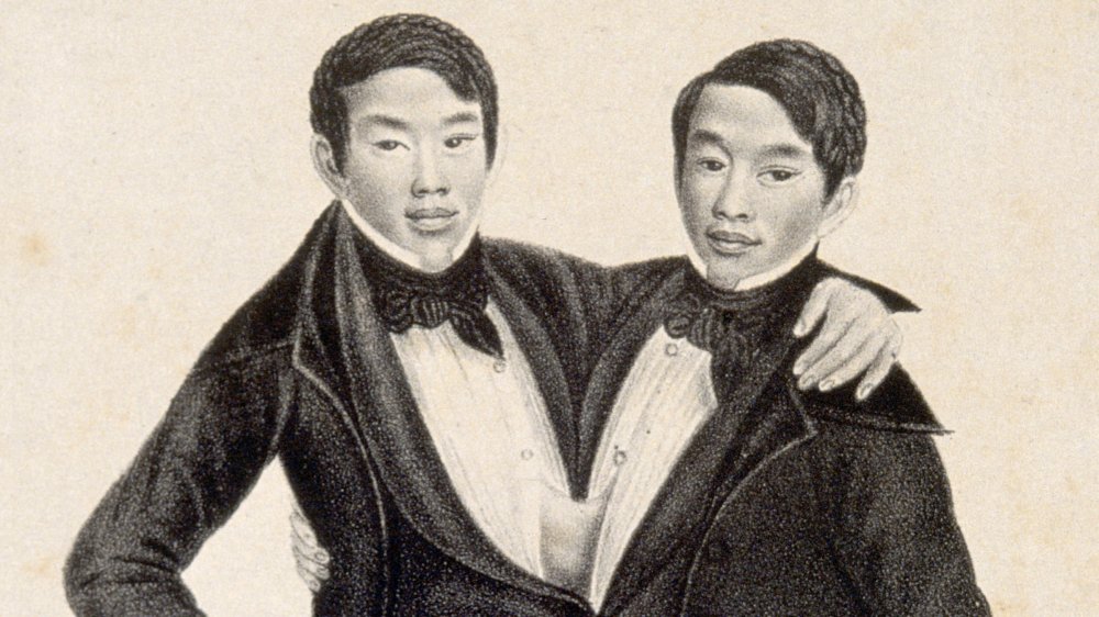 Lithograph Chang and Eng Bunker
