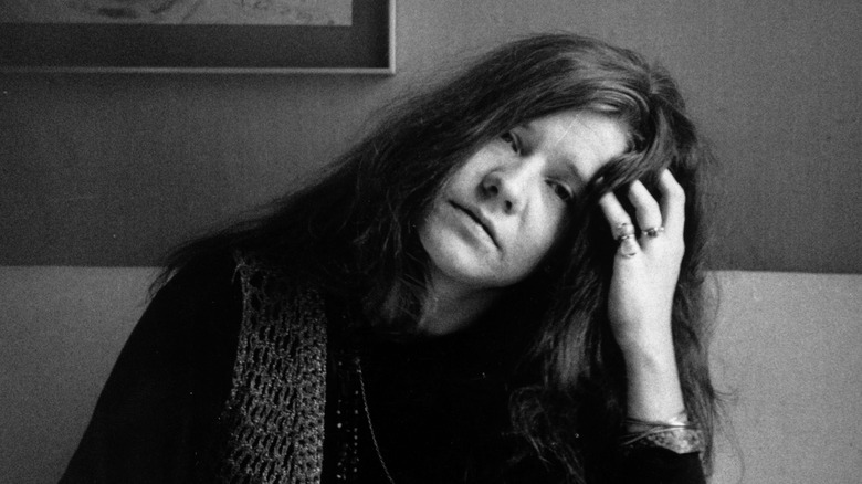 Rock singer Janis Joplin backstage