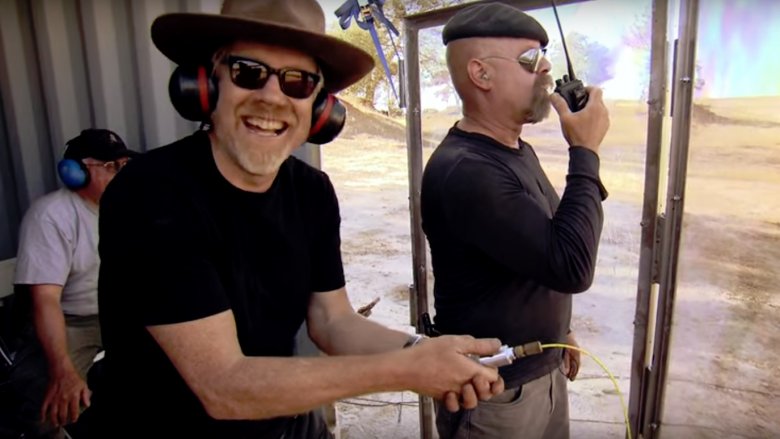 Adam Savage blowing something up