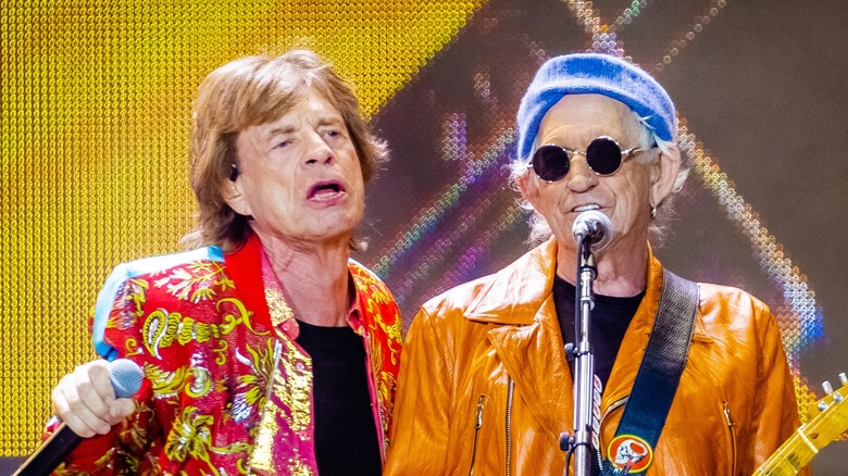 Mick Jagger and Keith Richards performing