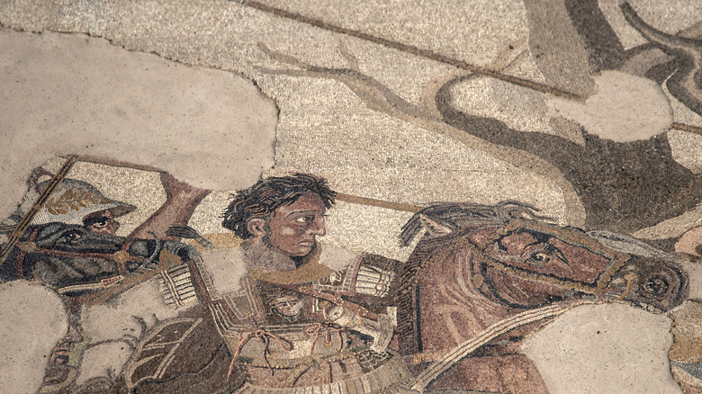 mosaic Alexander the Great riding Bucephalus