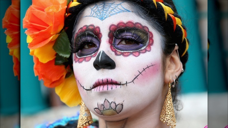 Woman in costume for Day of the Dead in Mexico