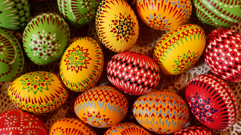 Colorful Easter Eggs in a basket