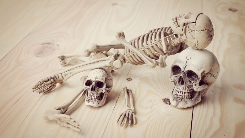 skeleton parts laying on table