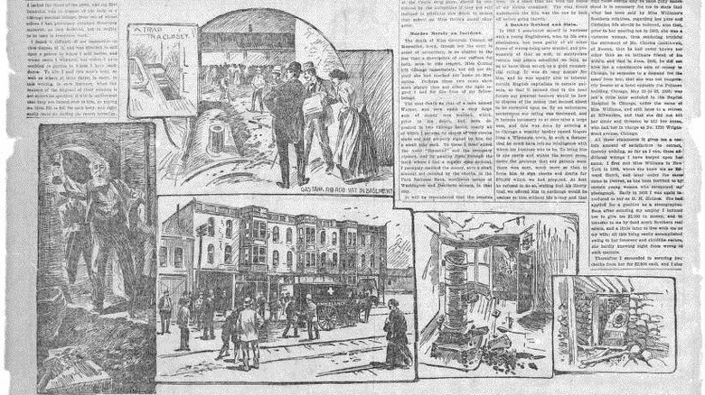 Newspaper illustration of inside Murder Castle