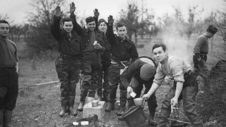 German POWs give Nazi salute