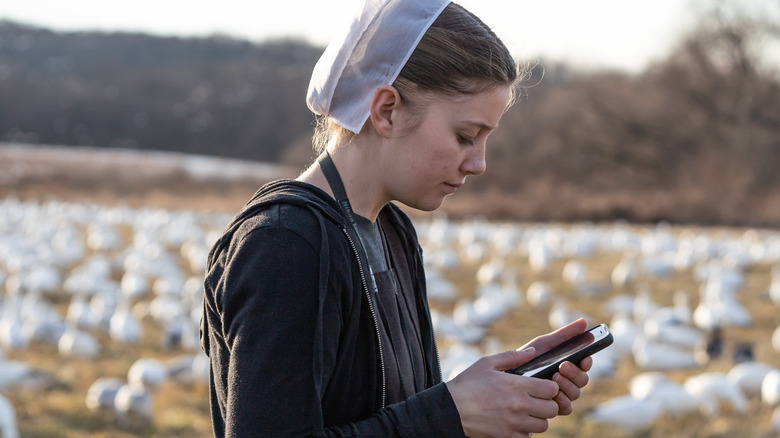 Amish woman call phone