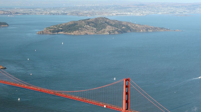 Angel Island with Golden Gate Bridge in foreground