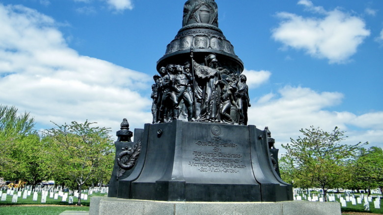 Confederate memorial under blue sky