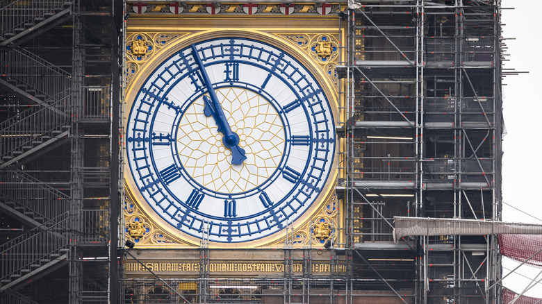 restored great clock big ben dial blue