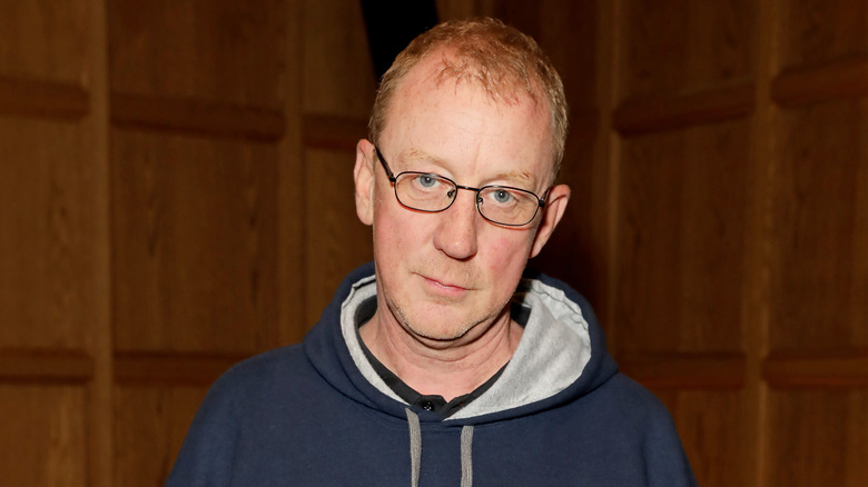 Dave Rowntree hoodie glasses