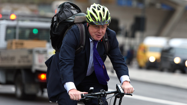 Boris Johnson on a bike