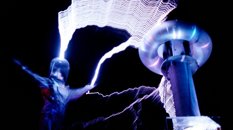 Dr. Mega Volt at Burning Man tesla coil arcing