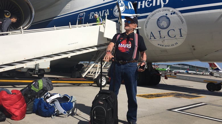 Buzz Aldrin preparing to depart for Antarctica