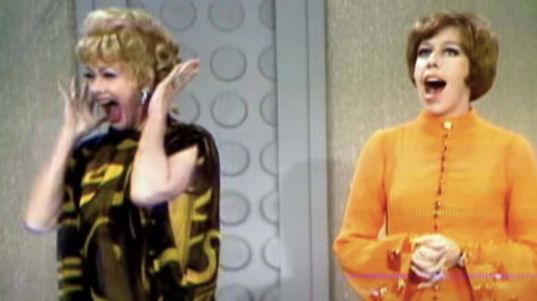 Carol Burnett with Lucille Ball yelling