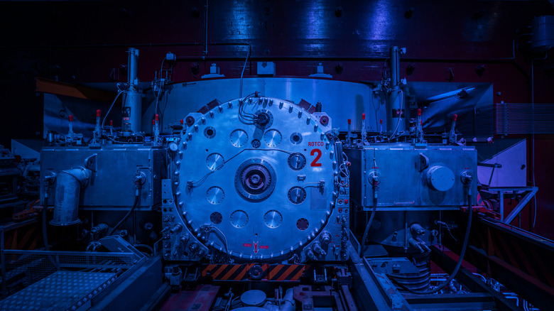 Synchrocyclotron under blue light